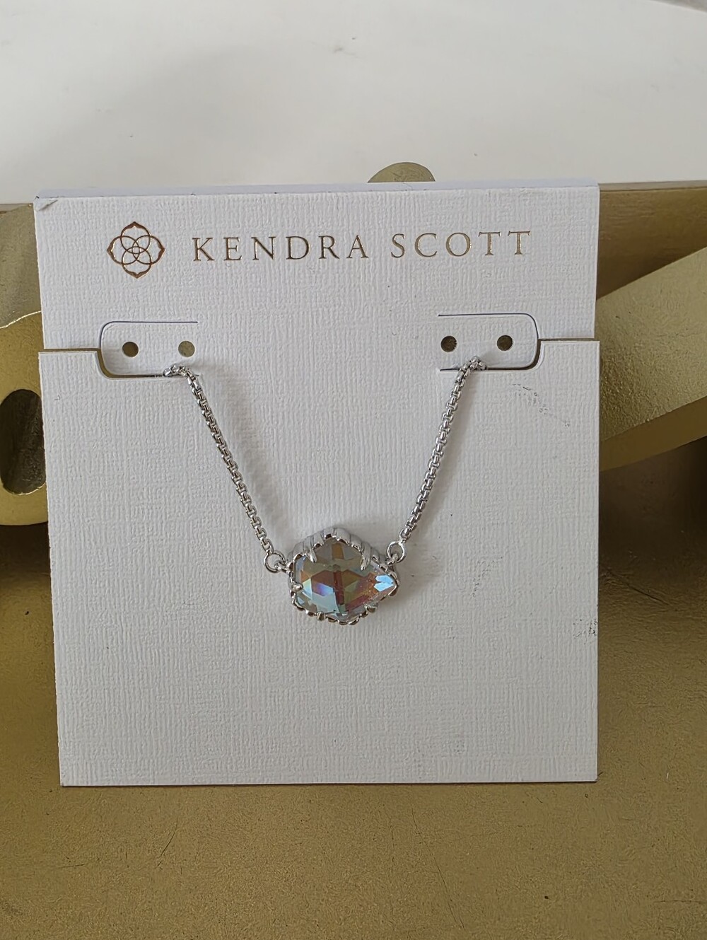 Kendra Scott Tess Iridescent Aurora Crystal Silver Pendant Necklace
